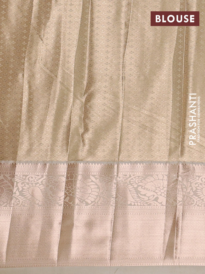 Bangalori tissue silk saree cream with allover zari woven brocade weaves and long zari woven border