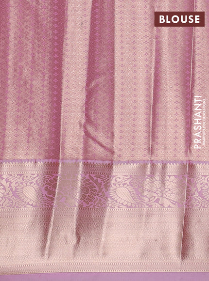 Bangalori tissue silk saree light pink with allover zari woven brocade weaves and long zari woven border