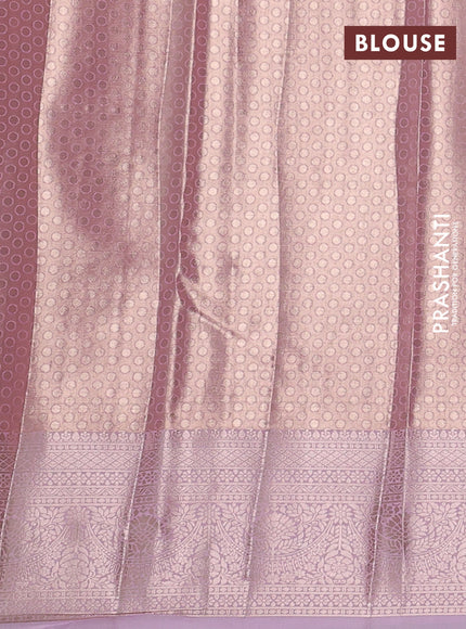 Bangalori tissue silk saree light pink with allover zari woven brocade weaves and zari woven border