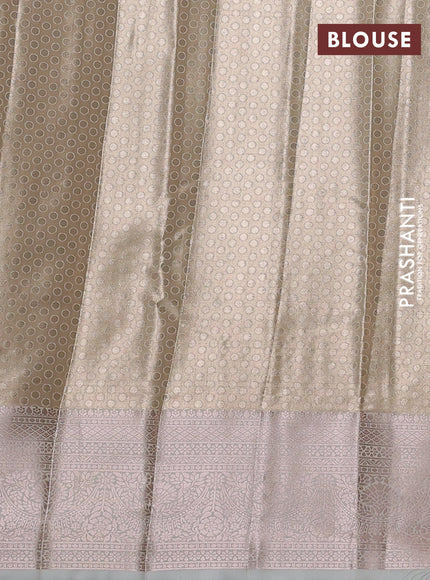 Bangalori tissue silk saree cream with allover zari woven brocade weaves and zari woven border