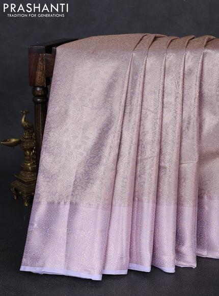 Bangalori tissue silk saree lavender with allover zari woven brocade weaves and zari woven border
