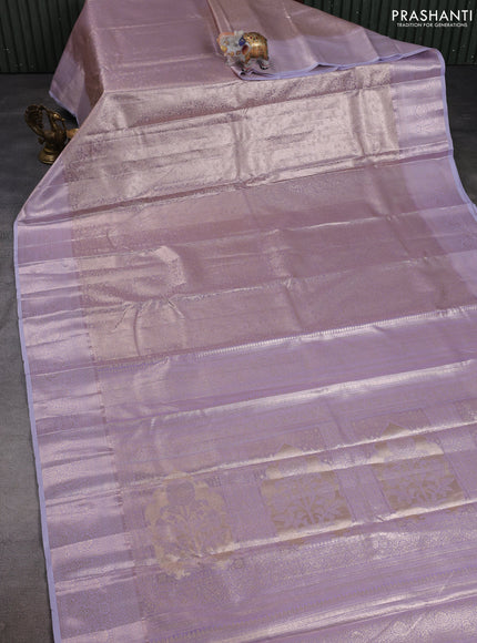 Bangalori tissue silk saree lavender with allover zari woven brocade weaves and zari woven border