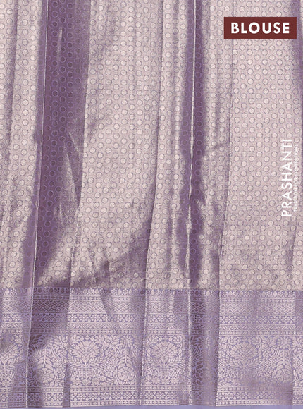 Bangalori tissue silk saree lavender with allover zari woven brocade weaves and zari woven border