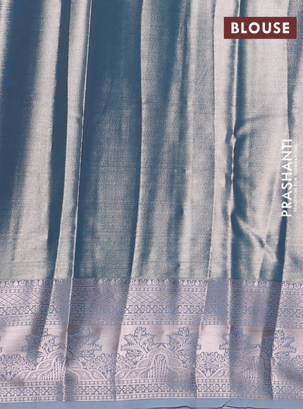 Bangalori tissue silk saree grey with allover zari woven brocade weaves and zari woven border