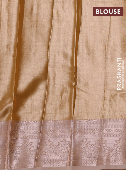 Bangalori tissue silk saree mustard yellow and pale orange with allover zari woven brocade weaves and zari woven border