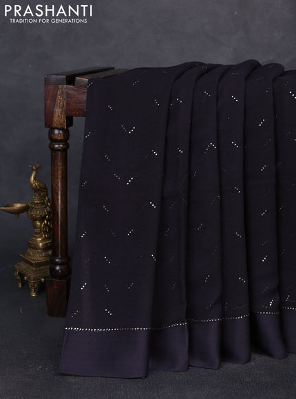 Pure chiffon silk saree black with golden buttas and floral printed blouse
