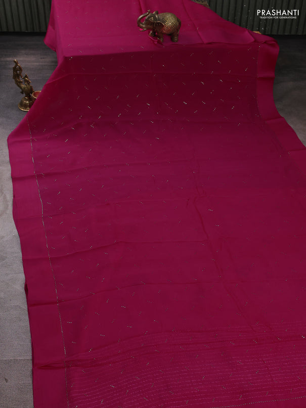 Pure chiffon silk saree pink with golden buttas and floral printed blouse