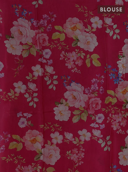 Pure chiffon silk saree pink with golden buttas and floral printed blouse
