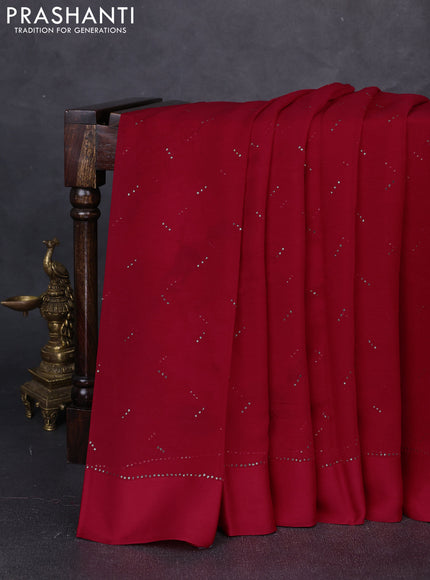 Pure chiffon silk saree red with golden buttas and floral printed blouse
