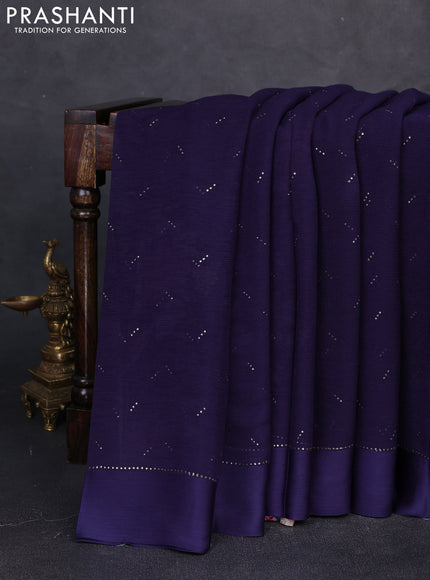 Pure chiffon silk saree navy blue with golden buttas and floral printed blouse
