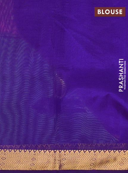 Silk cotton saree magenta pink and violet with plain body and zari woven border