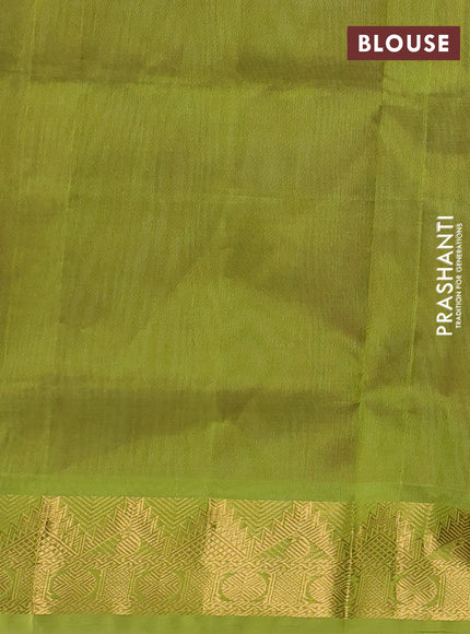 Silk cotton saree maroon and light green with plain body and temple zari woven border