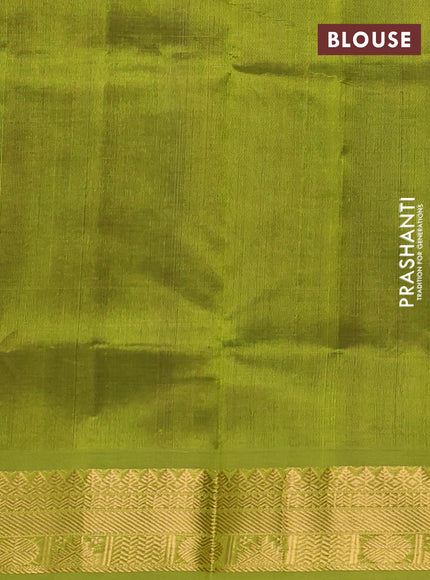 Silk cotton saree deep wine and light green with plain body and zari woven border
