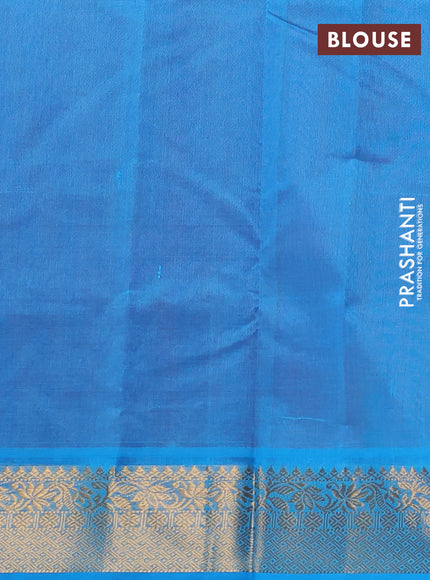 Silk cotton saree candy pink and cs blue with plain body and zari woven border