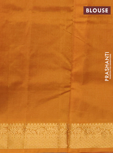 Silk cotton saree maroon and mustard yellow with plain body and zari woven border