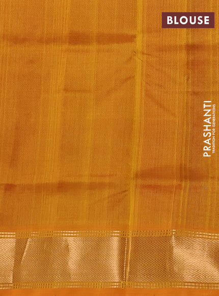 Silk cotton saree red and sunset orange with plain body and zari woven border