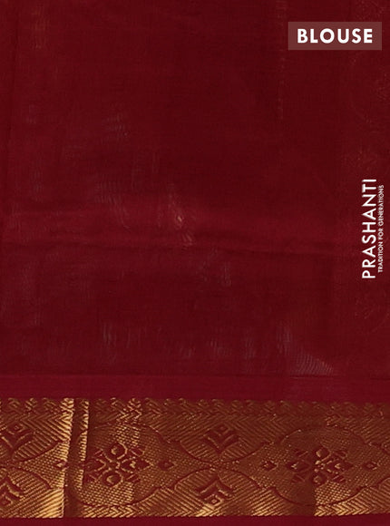 Silk cotton saree mustard green and maroon with plain body and zari woven border