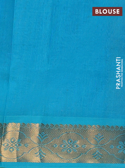 Silk cotton saree purple and cs blue with plain body and zari woven border