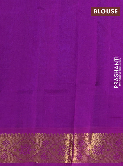 Silk cotton saree royal blue and purple with plain body and zari woven border