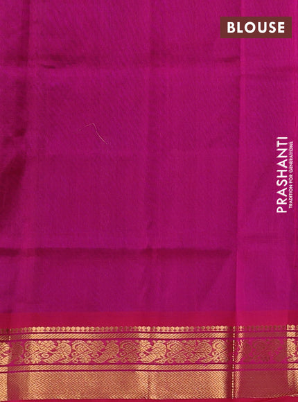 Silk cotton saree navy blue and pink with plain body and zari woven border