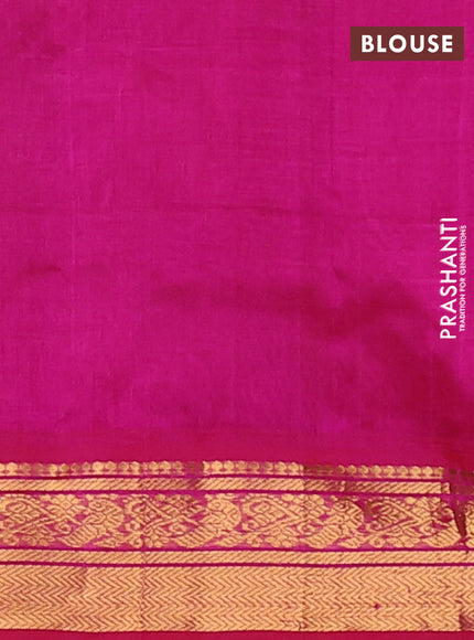 Silk cotton saree lime yellow and pink with plain body and zari woven border