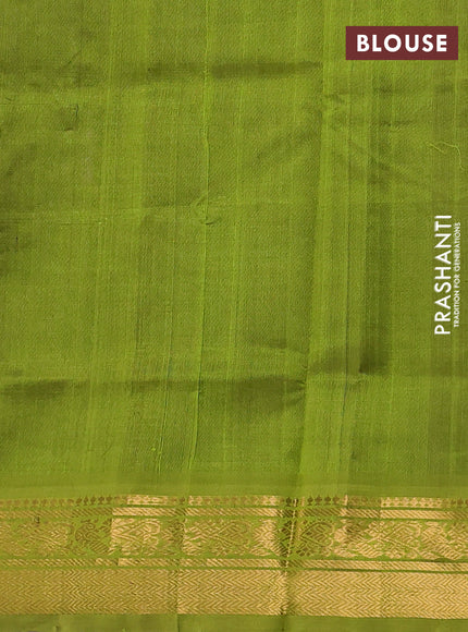 Silk cotton saree purple and light green with plain body and zari woven border