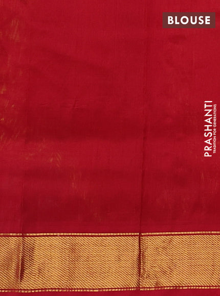 Silk cotton saree lime yellow and red with plain body and zari woven border