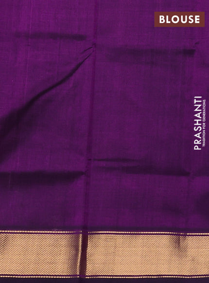 Silk cotton saree purple with plain body and zari woven border