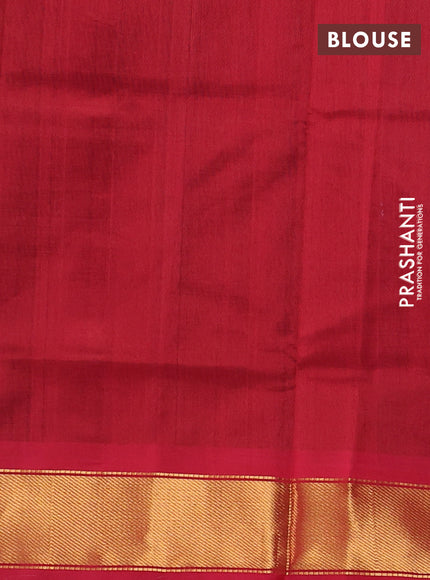 Silk cotton saree bottle green and maroon with plain body and zari woven border