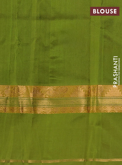 Silk cotton saree deep wine and light green with plain body and rettapet zari woven border