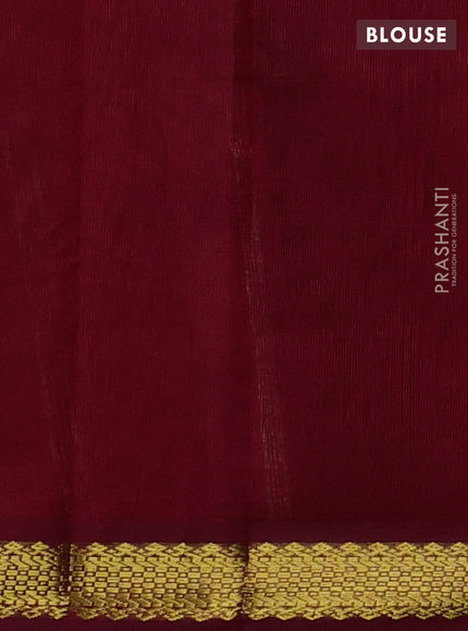 Silk cotton saree mustard yellow and maroon with plain body and zari woven border