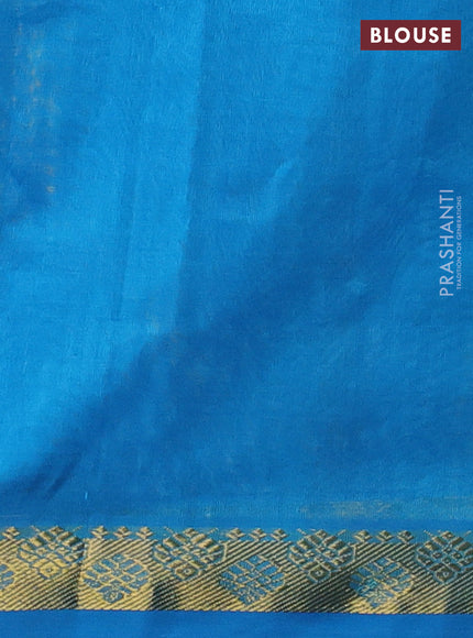 Silk cotton saree lime yellow and cs blue with plain body and zari woven border