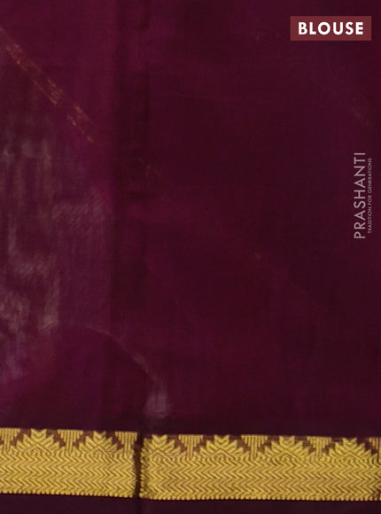Silk cotton saree beige and wine shade with plain body and zari woven border