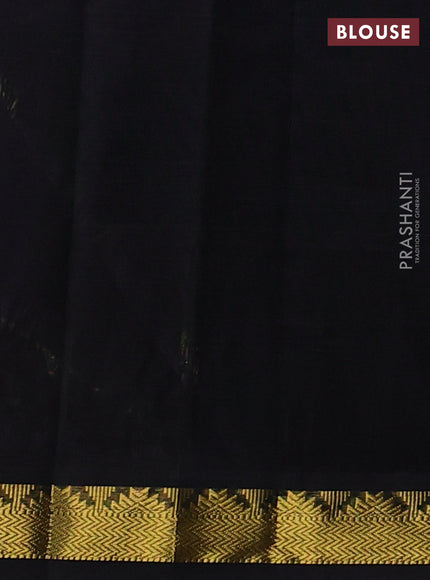 Silk cotton saree lavender and black with plain body and zari woven border