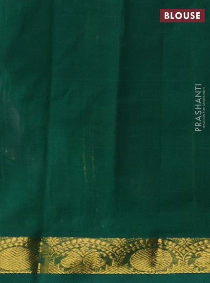 Silk cotton saree light pink and green with plain body and zari woven border