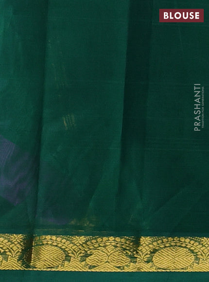 Silk cotton saree lavender and green with plain body and zari woven border