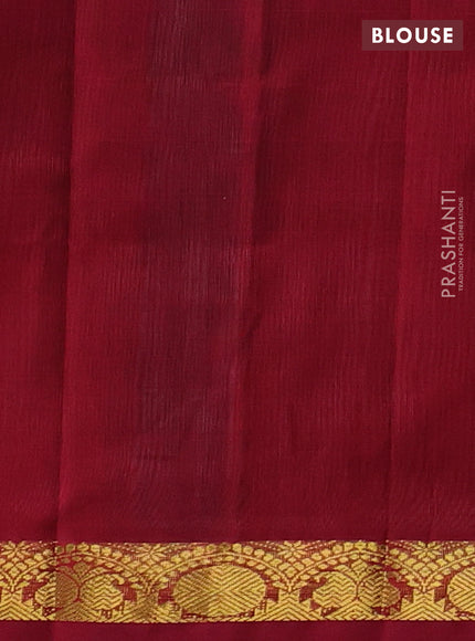 Silk cotton saree grey and maroon with plain body and zari woven border