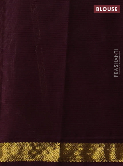 Silk cotton saree beige and wine shade with allover stripe pattern and zari woven border