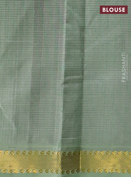 Silk cotton saree deep maroon and pastel green with allover stripe pattern and zari woven border