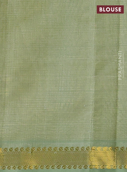 Silk cotton saree lime yellow and pista green with allover stripe pattern and zari woven border