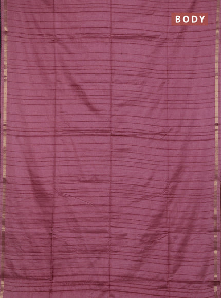 Makta silk saree mauve pink and pink shade with allover stripe pattern and zari woven border
