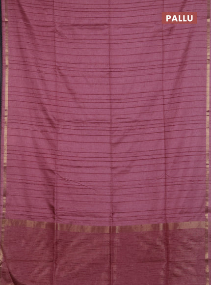 Makta silk saree mauve pink and pink shade with allover stripe pattern and zari woven border