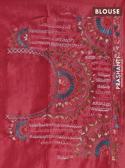 Makta silk saree mauve pink and pink shade with allover stripe pattern and zari woven border
