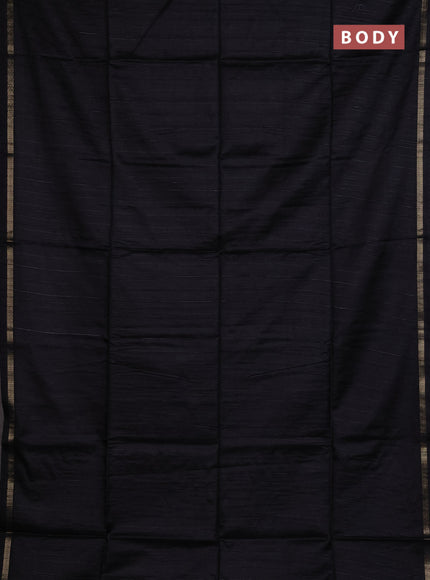 Makta silk saree black with allover stripe pattern and zari woven border