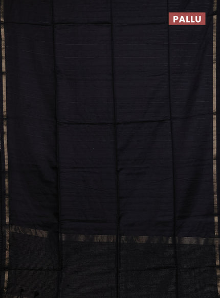 Makta silk saree black with allover stripe pattern and zari woven border