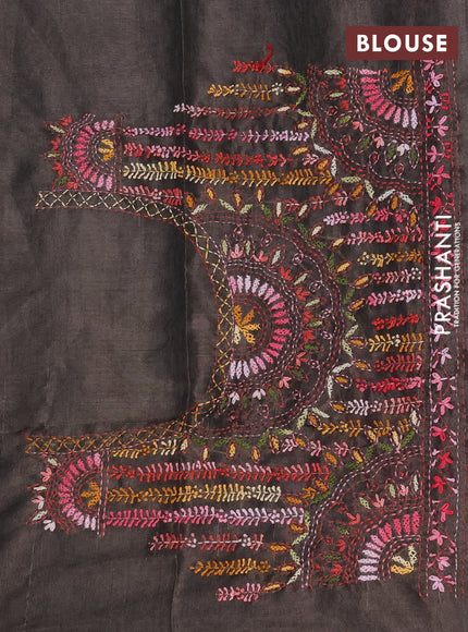 Makta silk saree black with allover stripe pattern and zari woven border
