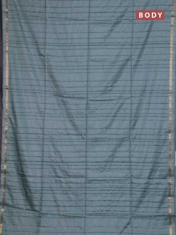 Matka silk saree teal green and peacock green with allover stripe pattern and zari woven border