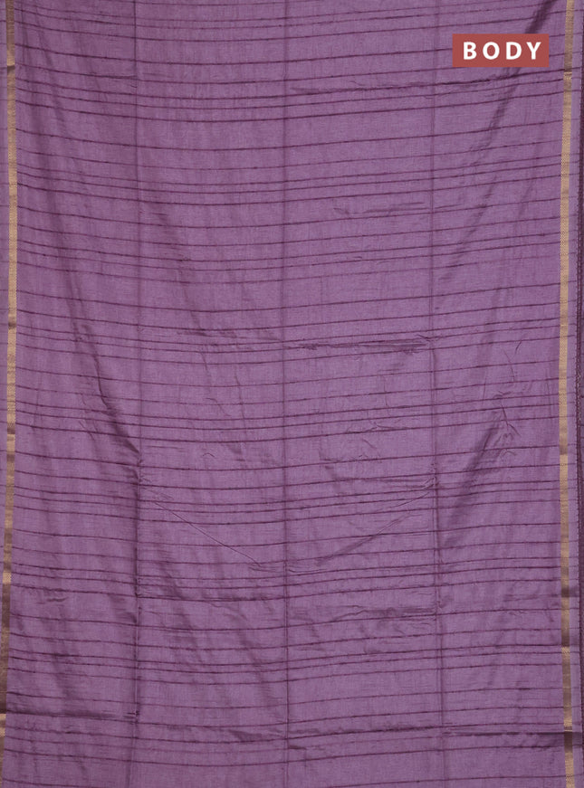 Makta silk saree lavender and purple with allover stripe pattern and zari woven border