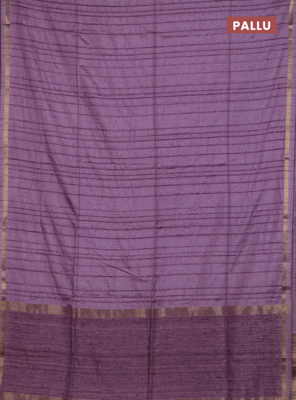 Makta silk saree lavender and purple with allover stripe pattern and zari woven border
