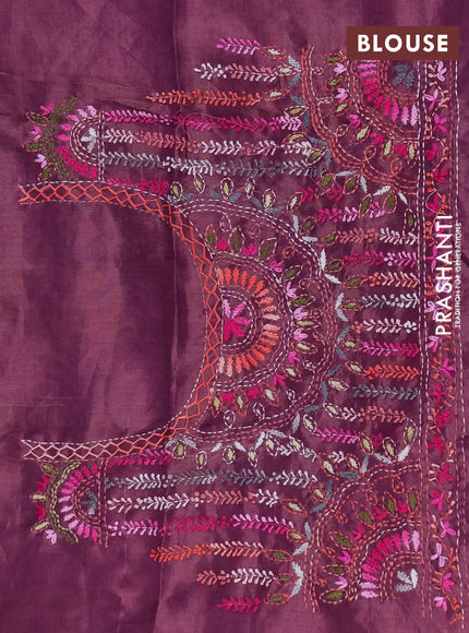 Makta silk saree lavender and purple with allover stripe pattern and zari woven border
